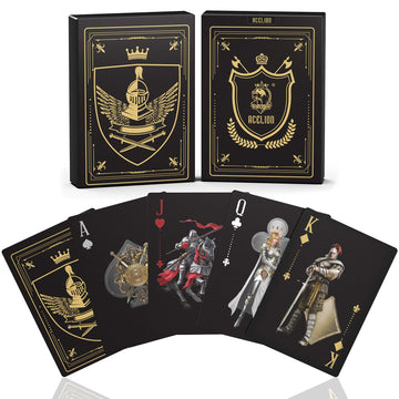 Wjpc Waterproof Playing Cards,Plastic Playing Cards,Deck Of Cards ,Game And Party Poker Cards (Knight Gold)