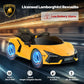 Elemara Lamborghini Electric Vehicle With Scissor Door,Kids Cars To Drive With Remote Control,12V Ride On Toys With Led Light,Bluetooth,Mp3 Player And Wide Seat(Yellow)