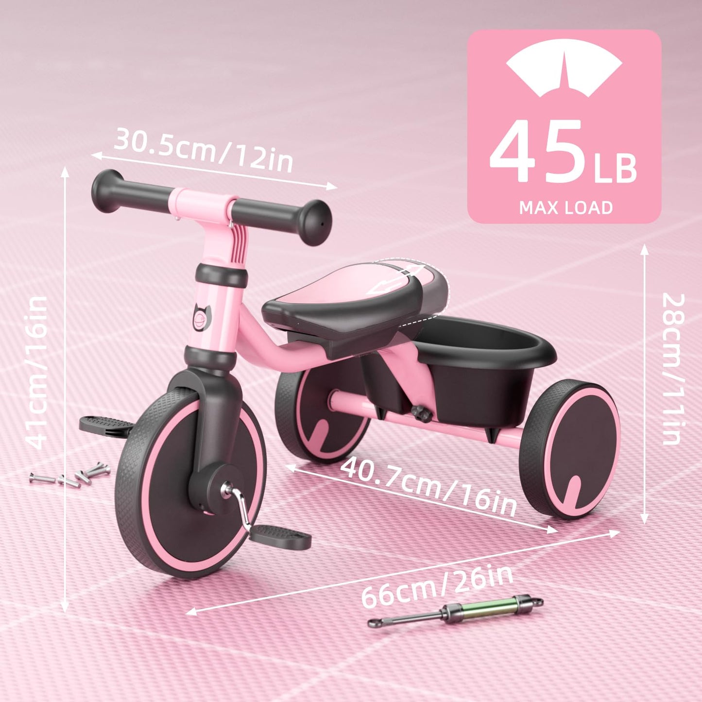 67i Toddler Tricycle Kids Tricycle for Toddlers 1.5+ Years Olds Boys Girls Kids Trikes Tricycle Toddlers Kids Baby Bikes for 18