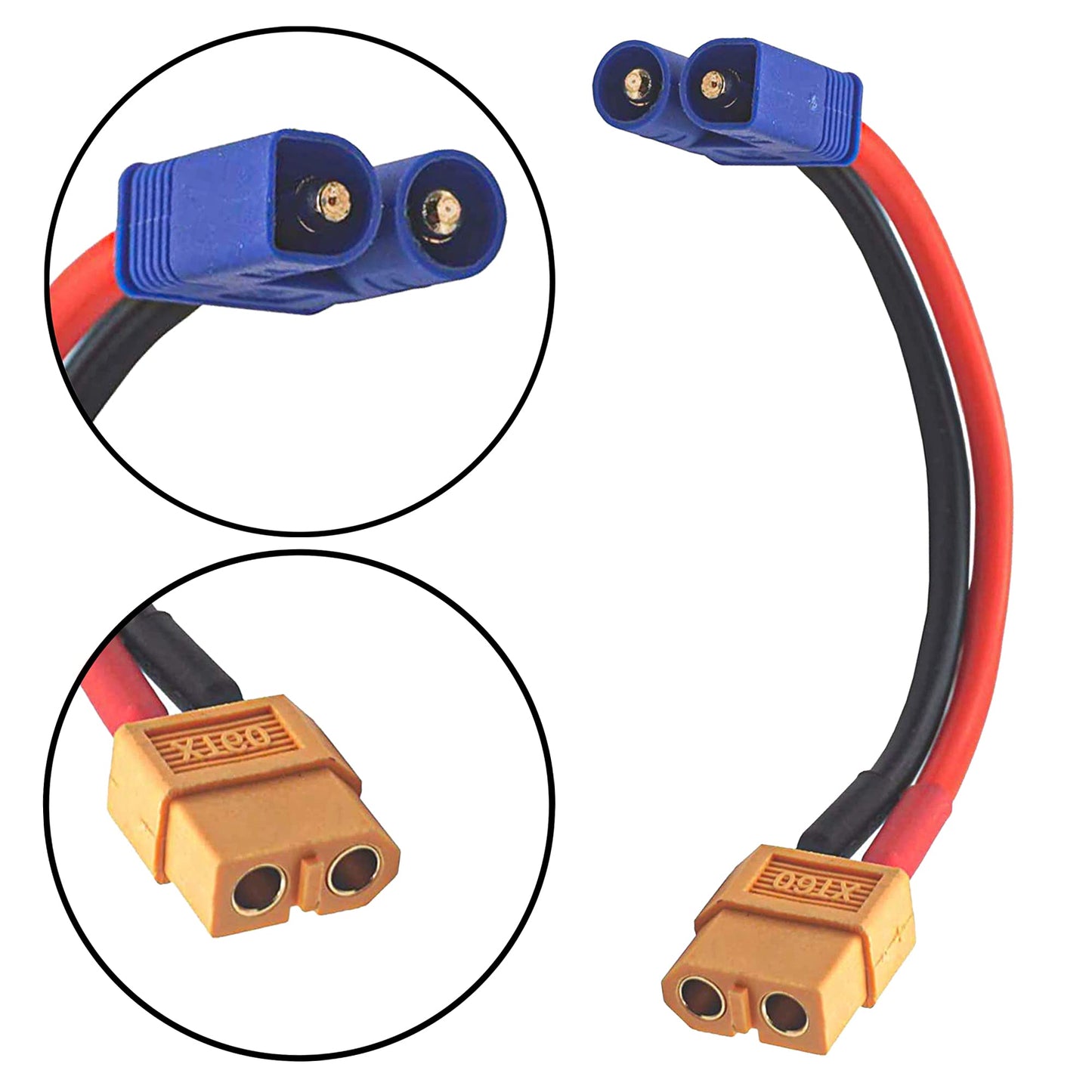 2Pairs ShareGoo XT60 to EC3 Plug Male Female Adapter Converter with 10CM 14AWG Cable Wire for RC FPV Drone Car Lipo NiMH Battery