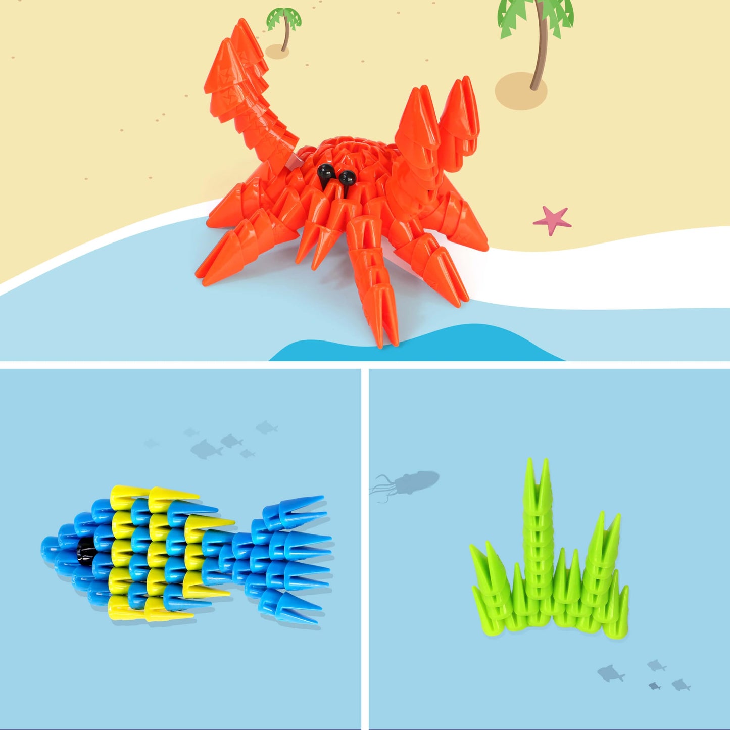 Tricofun 3D Soft Interlocking Forest Animal Building Blocks, Stem Toys For Kids Aged 6 Years (1001-Crab)