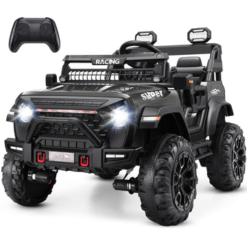 Hikole 2 Seater Ride On Car With Remote Control,24V Battery Powered Electric Truck For Kids,4X100W Motor,Led Headlights,Music Pl
