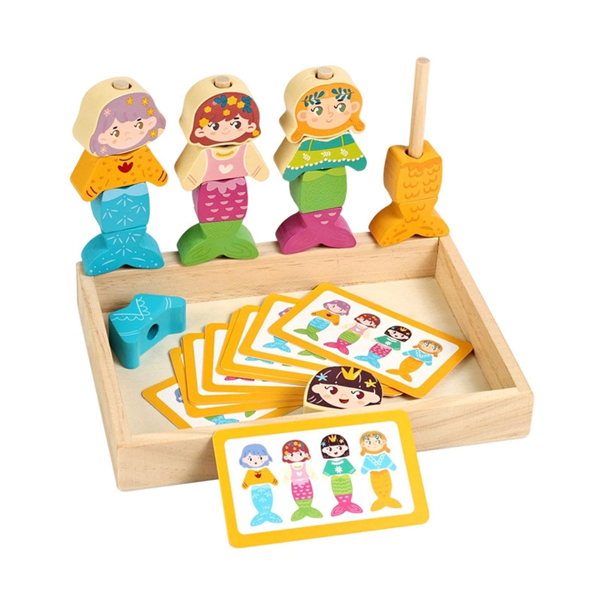Heavenglow Wooden Dress Up Puzzle For Kids Mix And Match Outfits Matching Shape Stacker Mermaid|Baby|Toys For Baby|Developmental