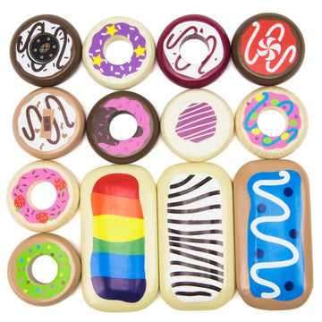 Imagination Generation Bakers Dozen Wooden Donuts, 13 Assorted Colorful Wood Eats! Pastries