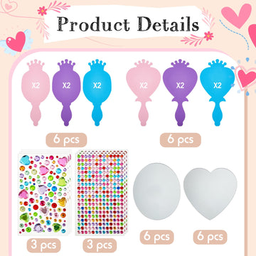 Liliful 12 Pack Princess Foam Mirror Kits Decorate Your Own Princess Mirrors Party Supplies Kids Unbreakable Toy Crafts For Girls Party Favors Birthday Diy Decorations(Cute)