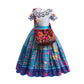 Dyjjkm Mirabel Costume For Girls Magic Family Dress Cosplay Princess Halloween Party Outfit (Blue, 2-3Year)