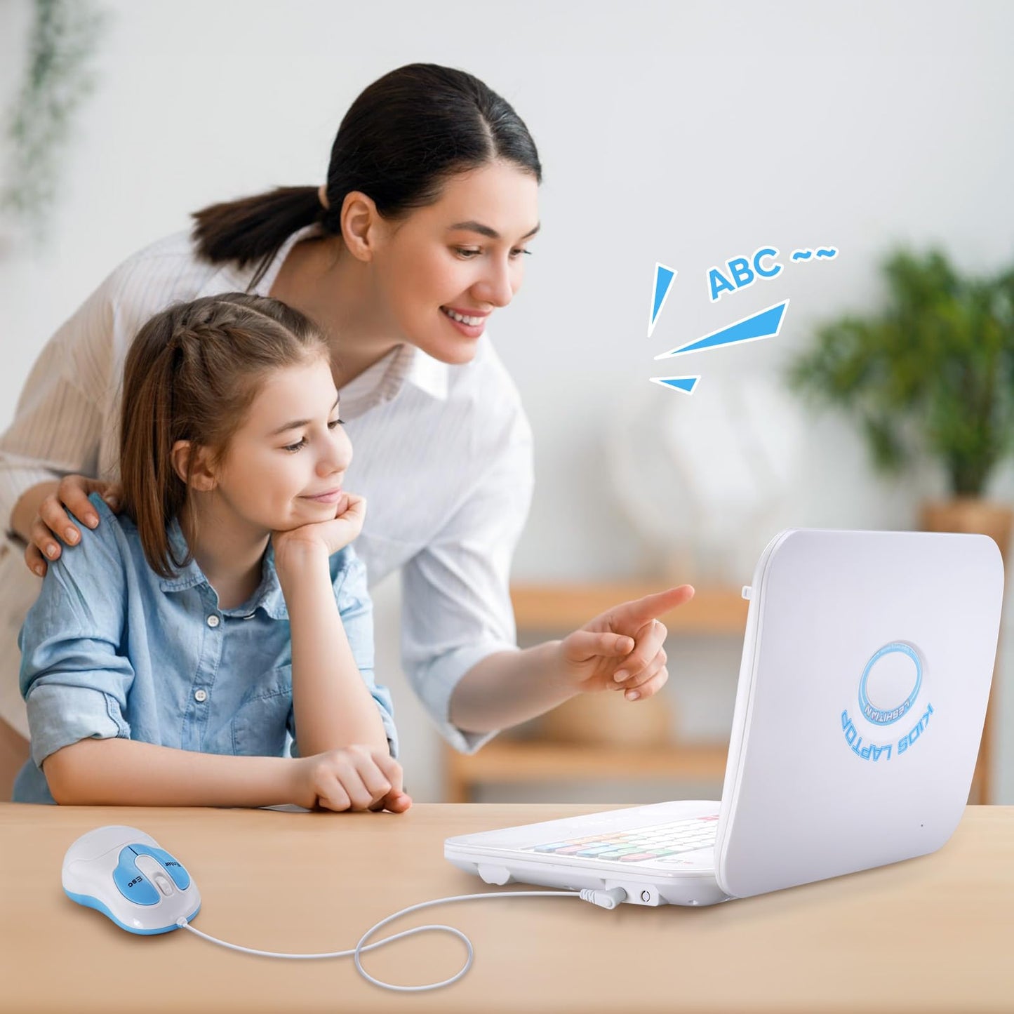 LESHITIAN Kids Laptop - 80 Learning Modes, Educational Computer for Ages 5+, White, Plastic