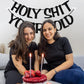 Holy Shit You'Re Old Banner Black Glitter For 30Th 40Th 50H 60Th 70Th 80Th 90Th Funny Birthday Banner Sign Bunting Party Decor Photo Booth Props (Black)
