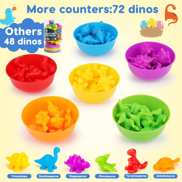 Counting Dinosaurs Montessori Toys For 3 4 5 Years Old Boys Girls Toddler Manipulatives Preschool Learning Activities Kindergarten Educational Sensory Fine Motor Skills Toys For Kids Ages 2-4 3-5 4-8