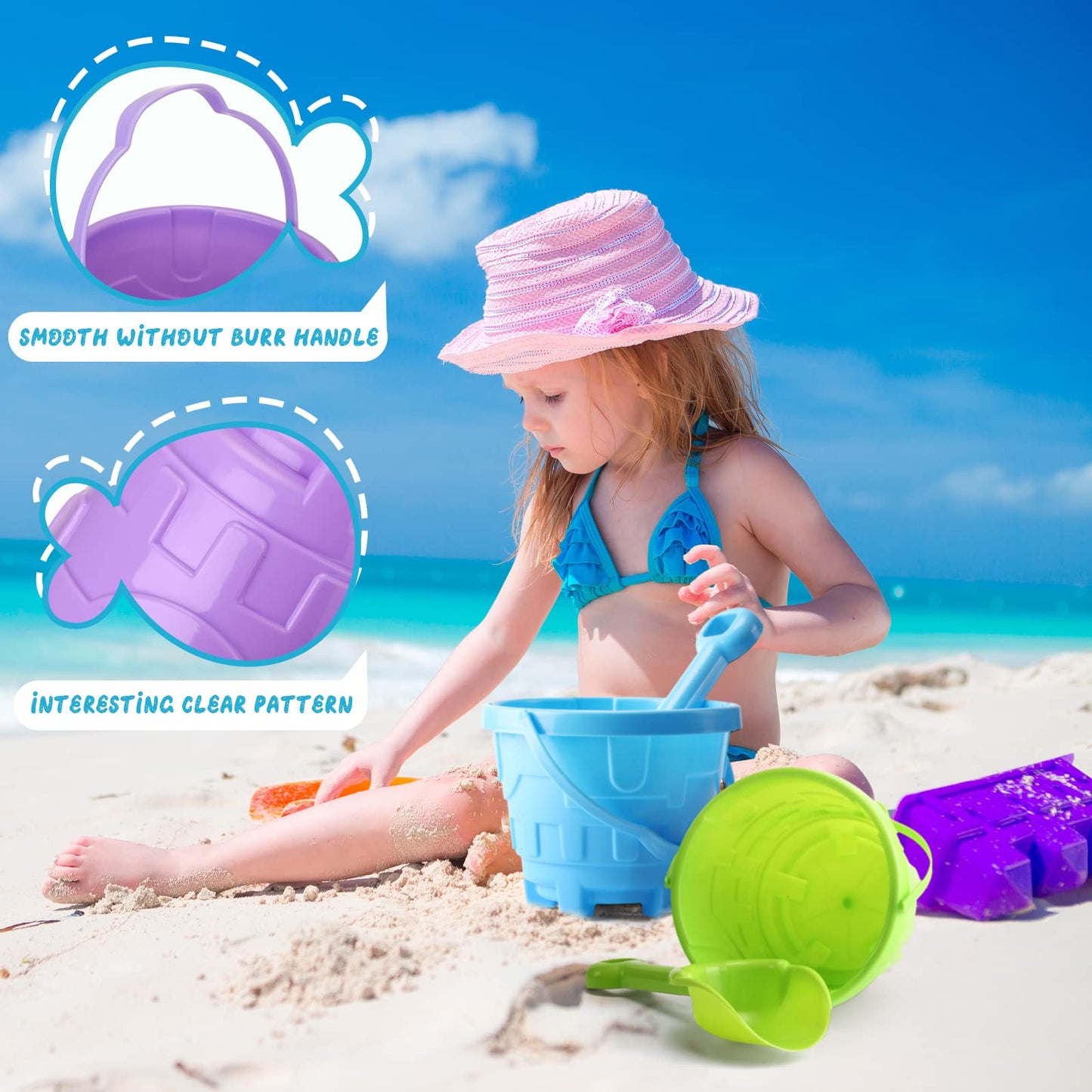 Sosation 100 Pcs Sand Buckets Bulk for Kids Easter Sand Buckets and Shovels for Kids 5.5 Inch Plastic Beach Pails Toys for Girls