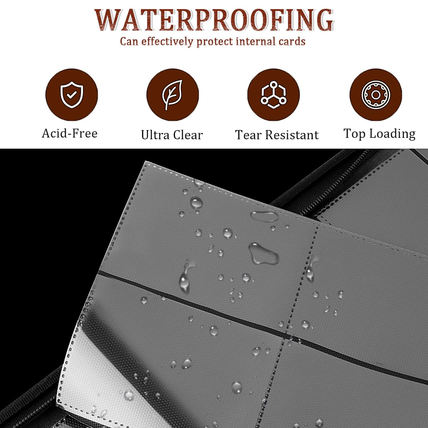 JiaoJiRen 9 Pockets Trading Card Binder-Holds 360 Cards Pockets Album 3D Leather Dragon Double Sided Pocket Collection Zipper Binder for MTG TCG Game Sports Cards (Red Copper)