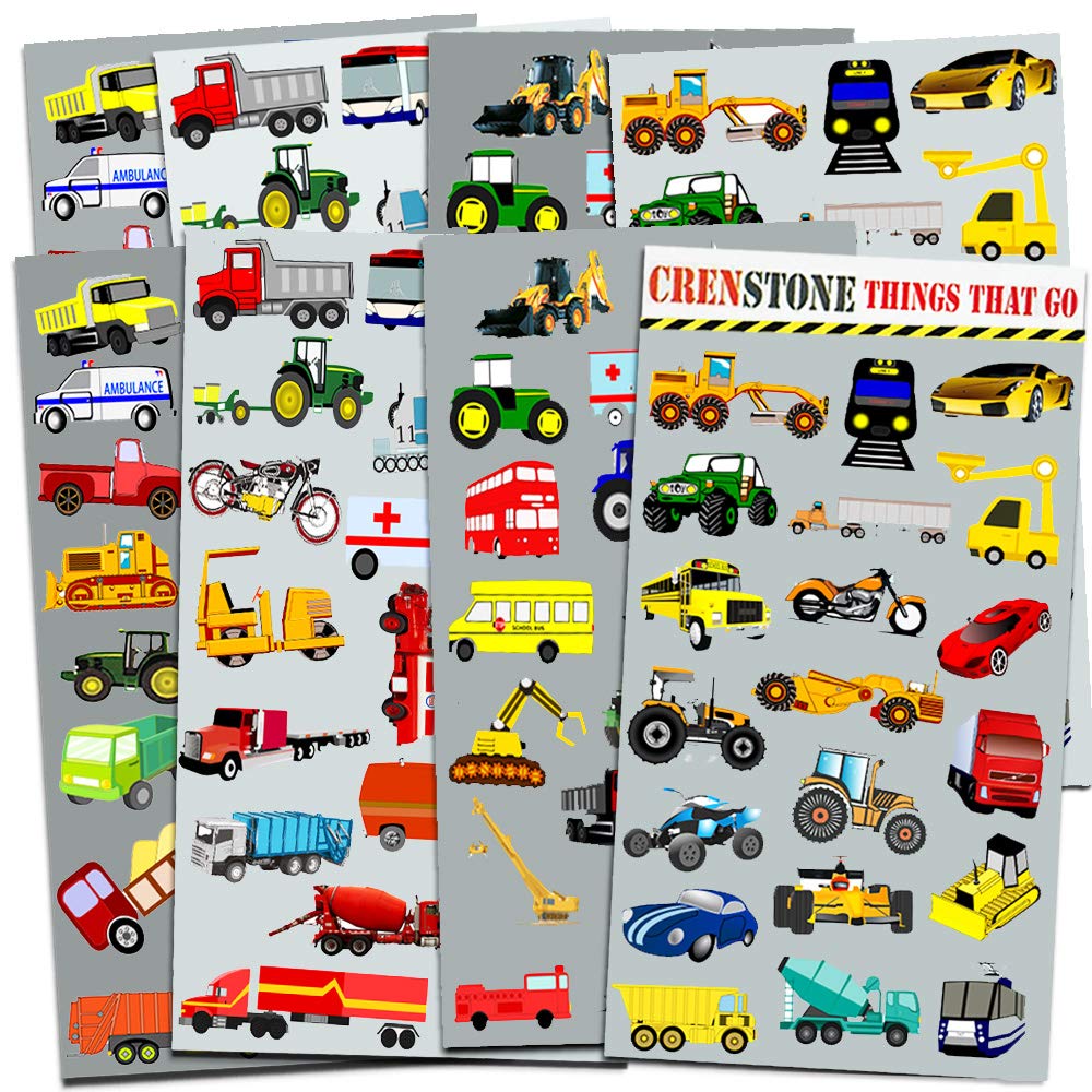 Cars and Trucks Stickers Party Supplies Pack Toddler - Over 160 Stickers for Toddler Boys and Girls (Cars, Fire Trucks, Construc