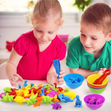 Tsyan Counting Toys Matching Game For Kids With Sorting Bowls Sensory Toys Color Classification Game Set Early Learning Toddler Preschool Montessori Educational Toys For 3 4 5 Years Old-Dinosaurs