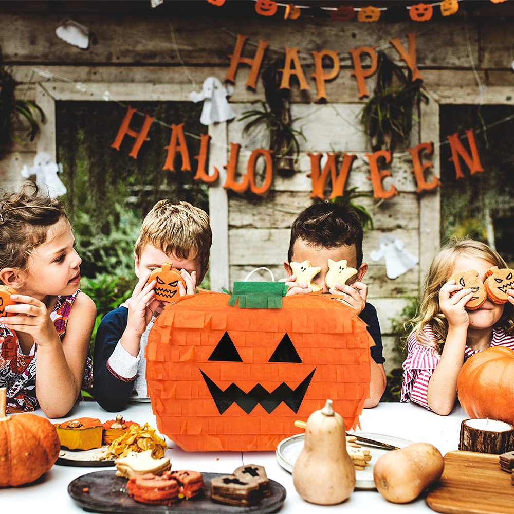 Halloween Pumpkin Pinata for Halloween Theme Party Favor, Halloween Party Supplies with Smile (11.81 x 15.75 x 4.14 inches)