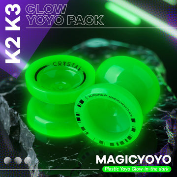 MAGICYOYO Fingerspin Yoyo Glow-in The Dark  Dual Purpose Responsive & Unresponsive Yoyo for Kids 8-12  Plastic Professional Yo Yos for mature-themeds  Complete yo-yo Accessories Included (K2+K3 Glow Green)
