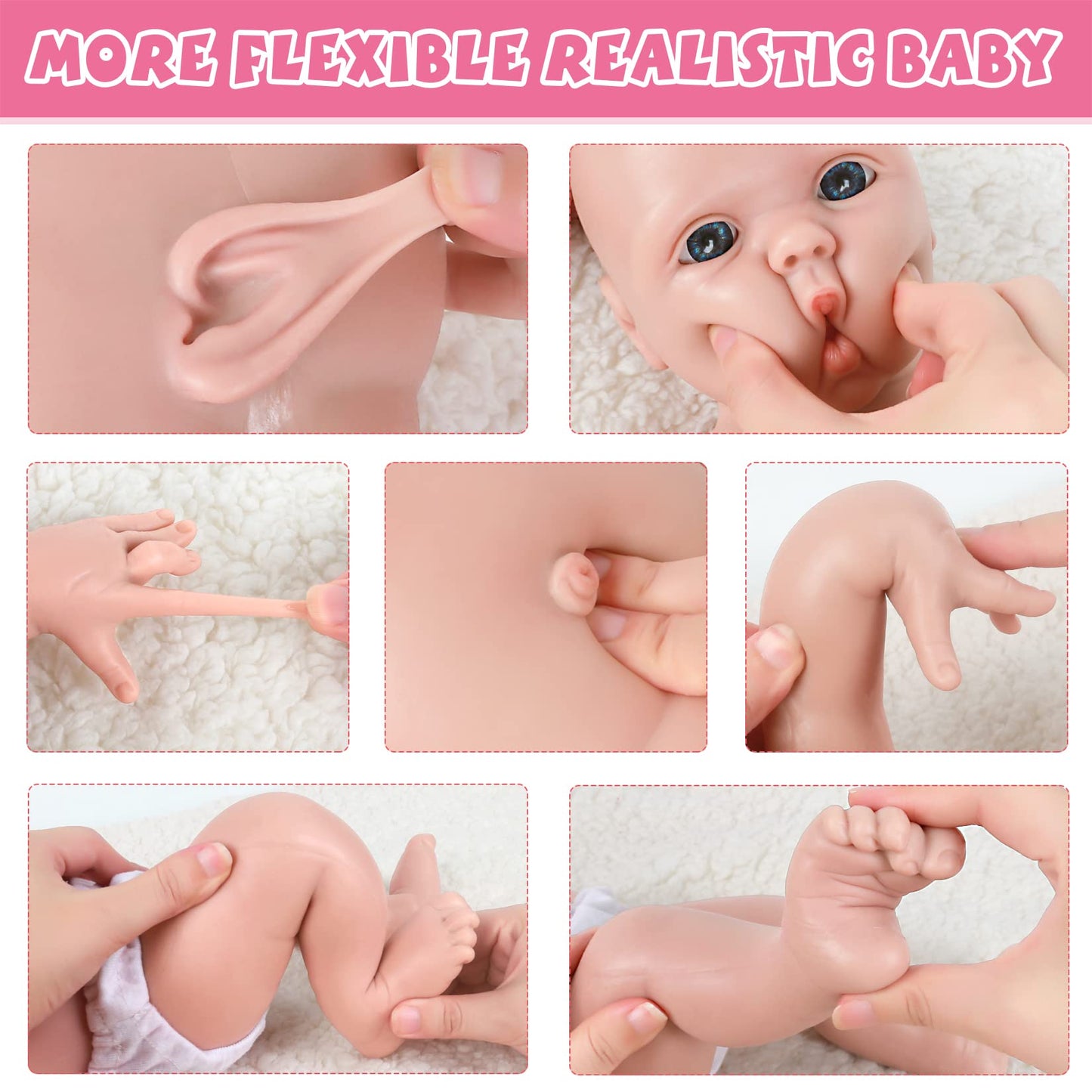 Ivita 18 Inch Silicone Baby Dolls Boy,Not Vinyl Material Dolls,Real Full Body Silicone Reborn Baby Dolls,Newborn Baby Dolls
