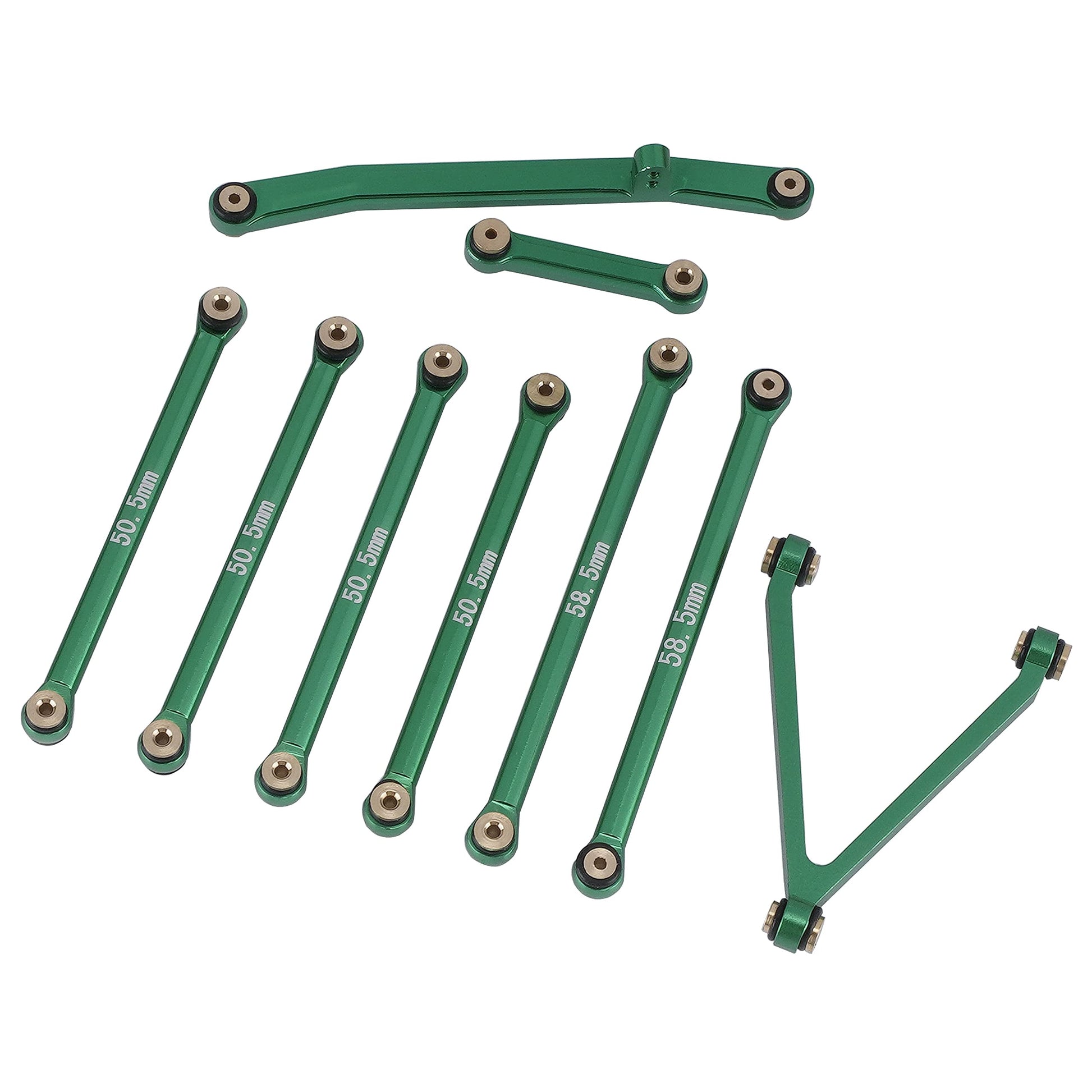 DJX Aluminum Suspension Linkage & Steering Rod Tie Links Set Accessories for AXIAL SCX24 AXI90081 1/24 RC Crawler Car (Green)