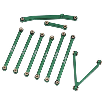 DJX Aluminum Suspension Linkage & Steering Rod Tie Links Set Accessories for AXIAL SCX24 AXI90081 1/24 RC Crawler Car (Green)