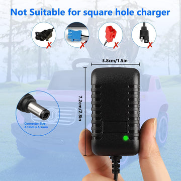 BXIZXD 6V Battery Charger for Ride-On Toys, 1A Charger for Hello Kitty SUV, Kid Trax Quad, Electric Ride-Ons - Black