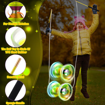 Chitidr Chinese Yoyo Diabolo Set Includes 5 Inch Colorful Led Diabolo Toy Light Up With 2 Pieces Diabolo Sticks, 1 Piece Diabolo