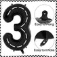 Race Car 3 Balloons, 40 Inch Racetrack Number 3 Balloon, Large Foil Mylar Racetrack Black 3 Balloon For 3 Year Old Birthday Race