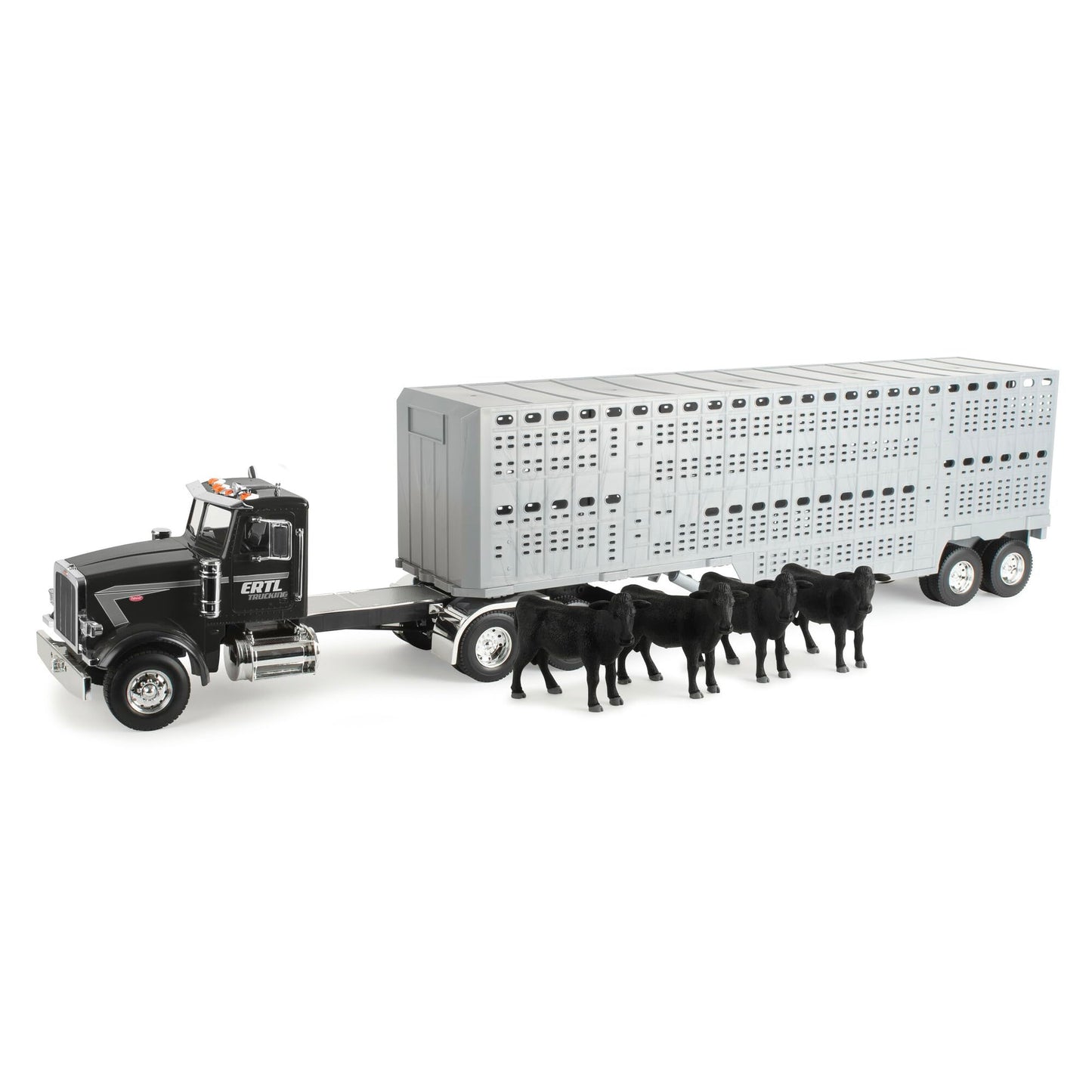 Tomy Big Farm Peterbilt Semi Truck - 1:16 Scale - Includes Livestock Trailer and 4 Cows - Durable Truck Toy with Lights and Soun