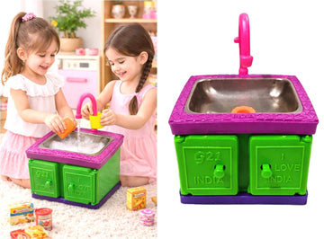 Beauty Tool minitaure Sink for Kids/Palm Size Plastic Sink/Wash Basin Kitchen Set in Role Play Toys for Kids/Boys/Girls Random C