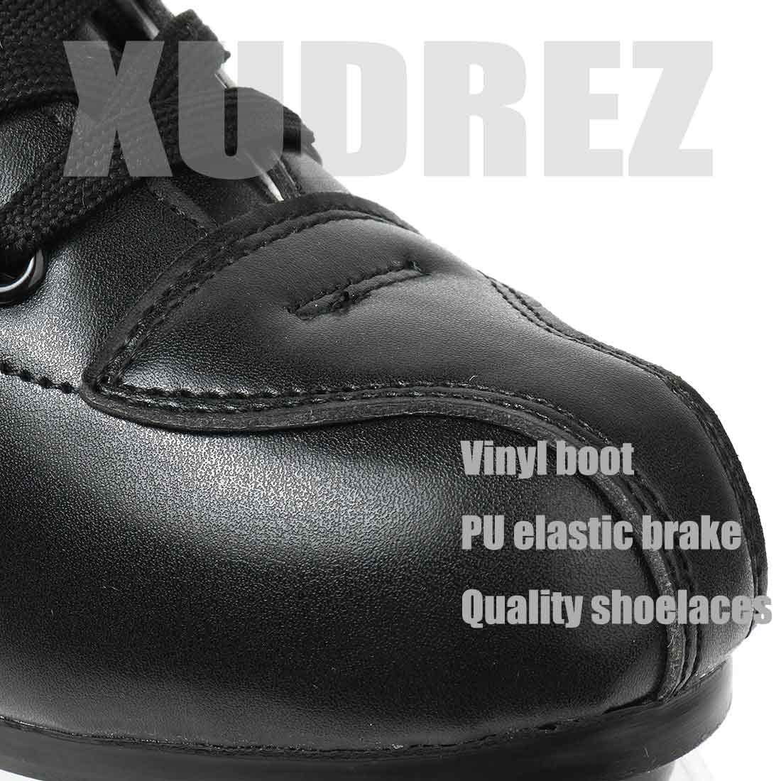 XUDREZ Classic Roller Skates High-Top Double-Row Leather Roller Skates for Women and Men (Black Black Wheel,9)