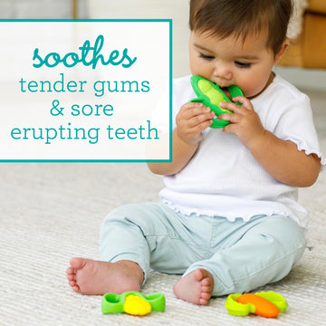 Infantino Farmers Market Teether Set of 3 - BPA-Free Silicone, Multicolor, Model 219173-00 for Soothing Sore Gums