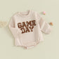 Fybitbo Baby Football Outfit Girl Boy Game Day Sweatshirt/Shirt Onesie Long Sleeve Sweater Romper Fall Winter Clothes (Cream Foo