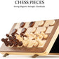 A&A 15'' Magnetic Wooden Chess Set/Folding Board / 3'' King Height German Knight Staunton Chess Pieces/Mahogany & Maple Inlaid /