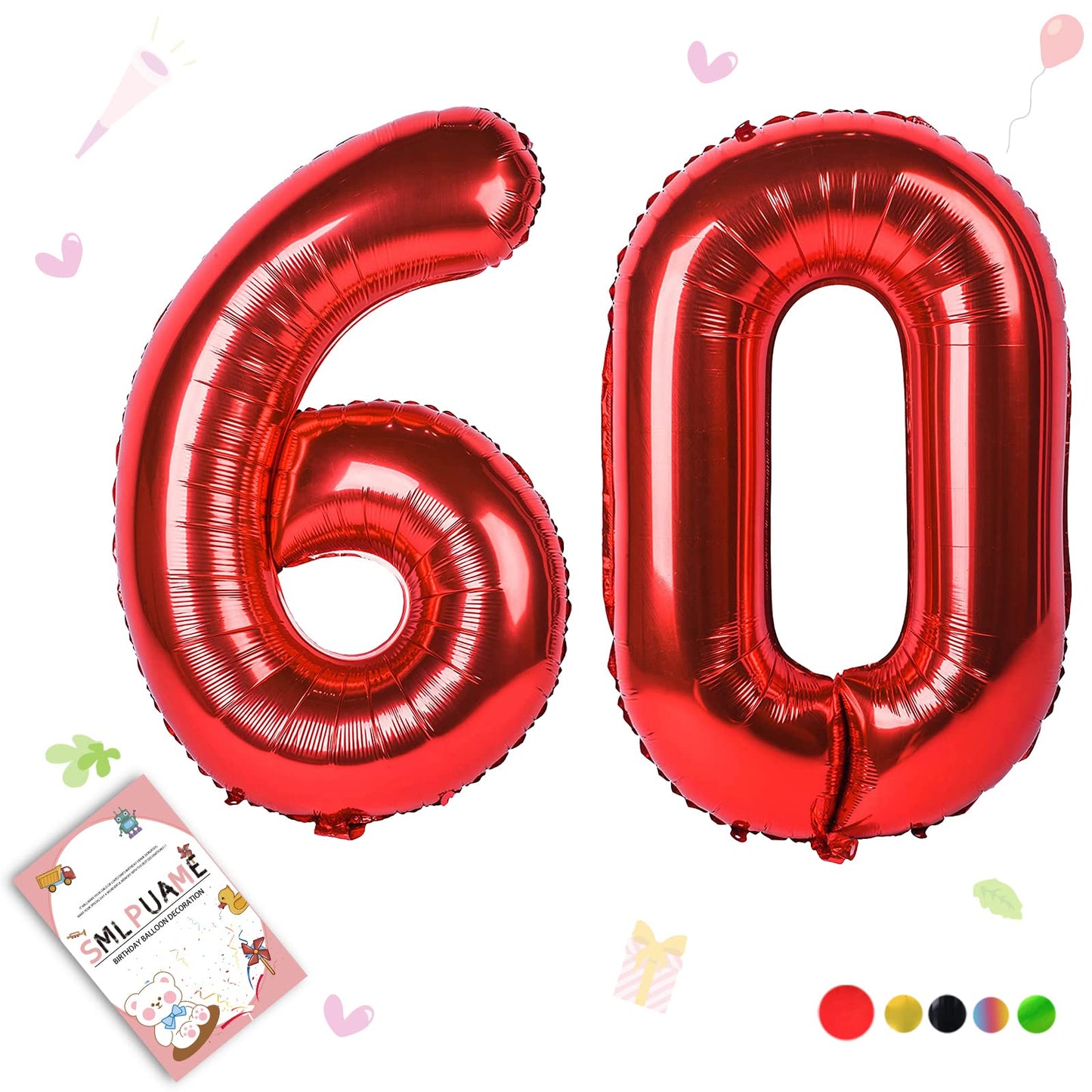 Smlpuame 40 Inch Number Balloon 0-9 Red Large Number 60 Balloons,Digital Balloons For Birthday Party Celebration Decorations Sup