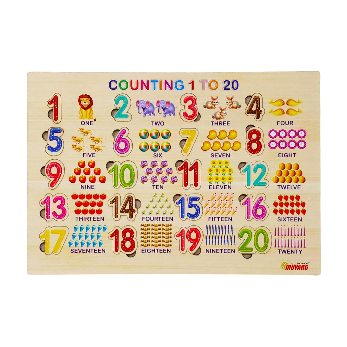 PARTEET 1 to 20 Counting Wooden Educational Puzzle for Early Learning for Kids Educational Learning Wooden Puzzle Board for Kids
