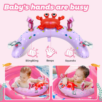 Laycol Baby Pool Float With Upf50+ Sun Protection Canopy & Toy Play Console