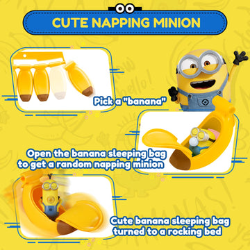 Minions Blind Box Figures Toys, Banana Rocking Sleeping Bag Squeeze Toys, Keychain Stress Relief Toys, Banana Stress Toys To All Ages, Squishy Stress Toys For Kids Boys Girls, 1 Pack