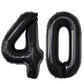 COLORFUL ELVES Giant Jumbo Number 40 Foil Mylar Balloons, Black, 40th Birthday Party Decorations, Aluminum, 40 Size