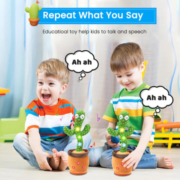 Qularlans Dancing Talking Cactus Toy for Babies - Interactive Singing Mimicking Cactus Baby Toy with Lights, 120 Funny Songs & W