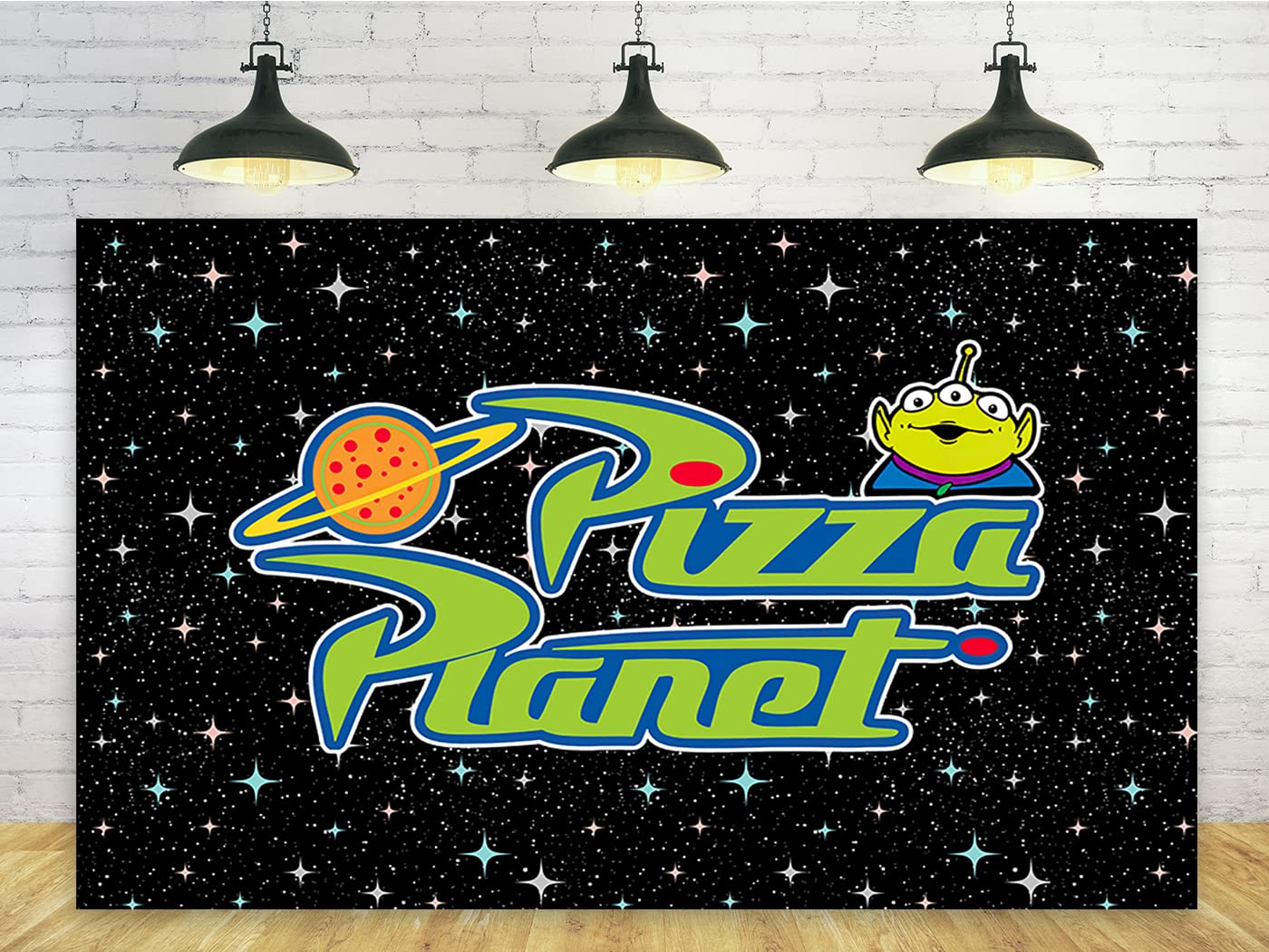 Pizza Planet Backdrop for Birthday Party Decorations Outspace Background for Baby Shower Party Cake Table Decorations Supplies T