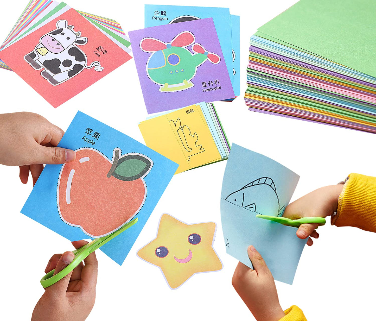 scissor skills activity book, Kids Educational Toy, DIY Fun Paper-cutting, 3-6 years old handmade material ,200 sheets double-si