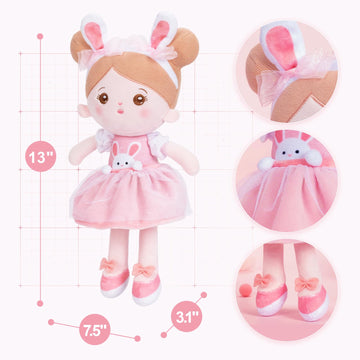 Ouozzz Soft Baby Doll For Girls - My First Baby Doll Birthday Gifts For Girls Plush Rag Dolls Bunny Pink Dress Toy For Toddlers Kids Infants 15'