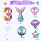 Mermaid 3Rd Birthday Decorations, 8Pcs Mermaid Birthday Decorations Balloons, 40 Inch Rainbow Number 3 Balloon, Large Helium Foil Mermaid Tail Balloon, Seashell Balloons For Mermaid Party Supplies