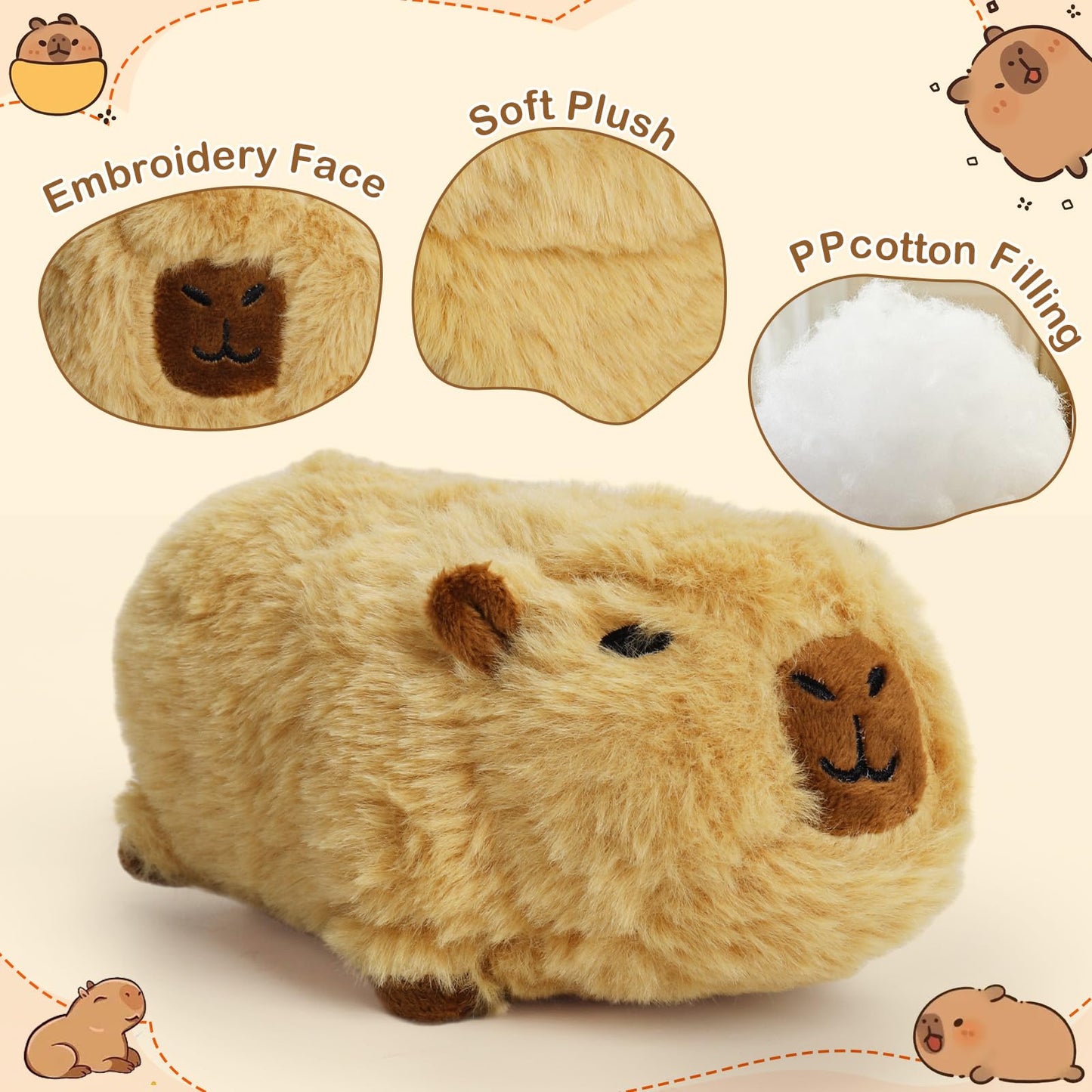 Evolveover Stuffed Capybara Plush Toy,Capybara Stuffed Animal Gifts,Cute Capybara Peluche,Soft Capybara Plushie Rodent (7Inch)