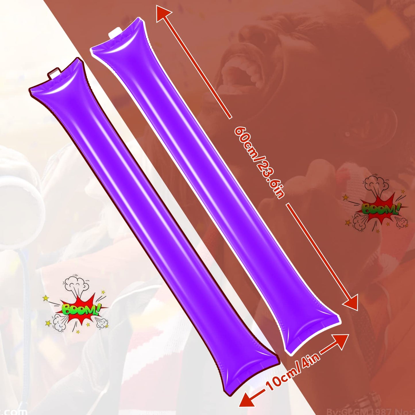 Civaner 48 Pieces Thunder Sticks Team Spirit Boom Sticks Cheering Sticks Plastic Cheerleading Spirit Stick Clapper Inflatable Noise Makers For Sporting Events Dance (Purple)