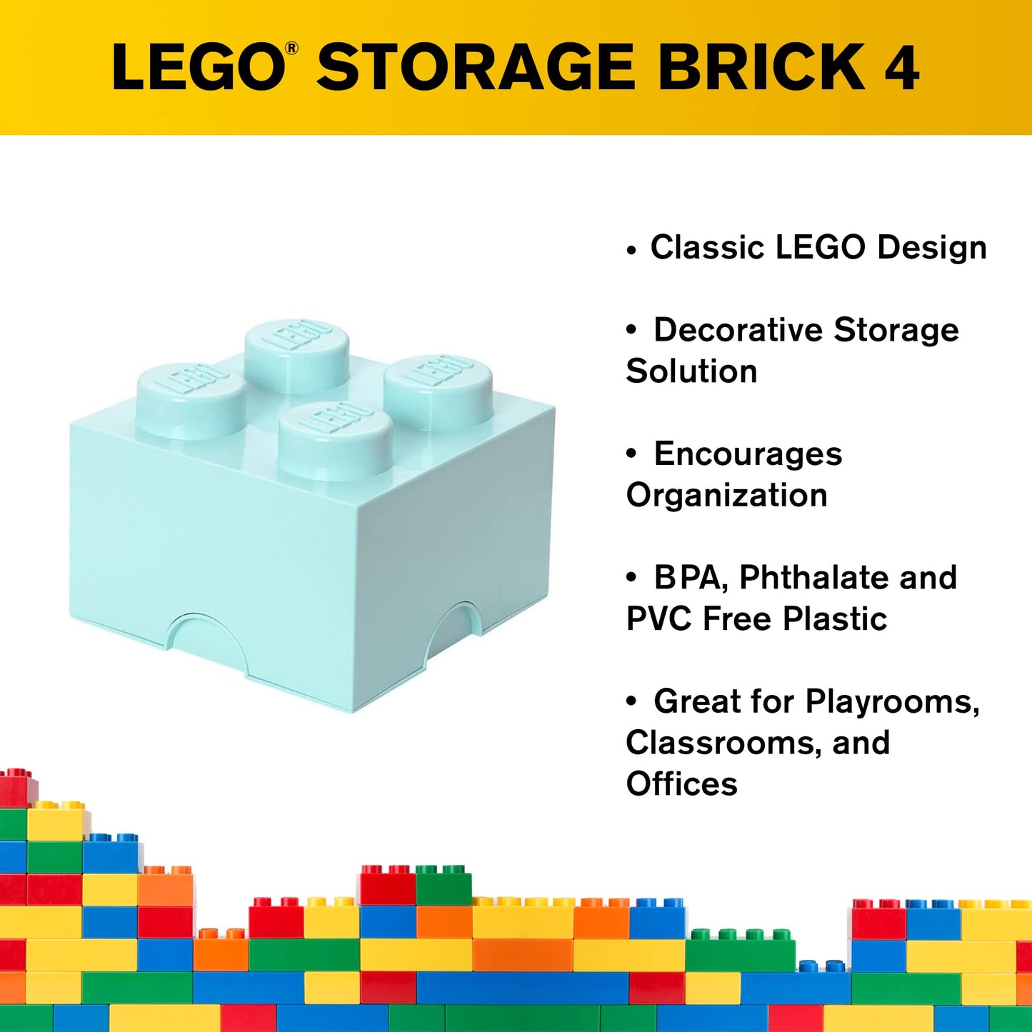 Room Copenhagen Lego Box Stackable Storage Solution-Brick 4, Light Royal Blue