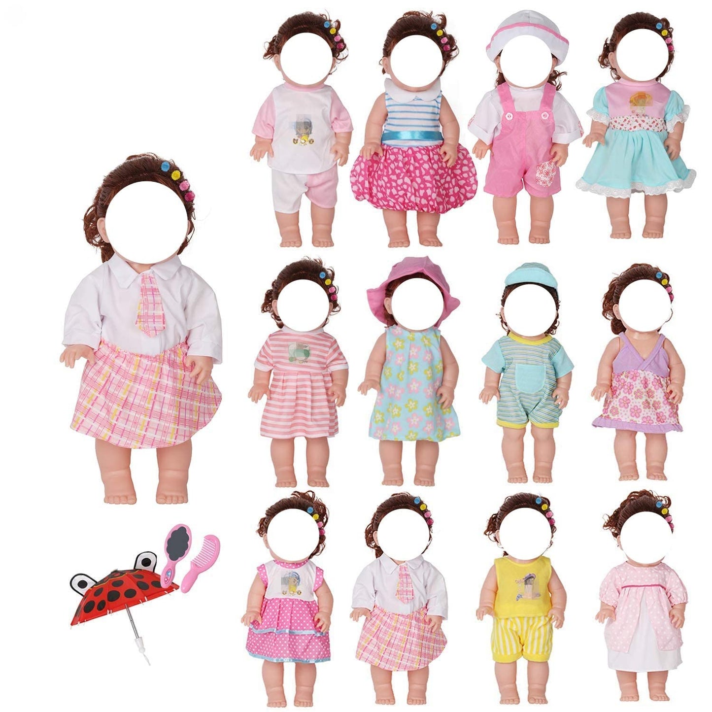 Huang Cheng Toys 12 Pcs Set Handmade Baby Doll Clothes Dress Outfits Costumes For 12 13 14 15 Inch Doll
