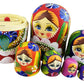 Winterworm 7Pcs Red Flowers And Berries Wooden Russian Nesting Dolls Matryoshka Russian Doll