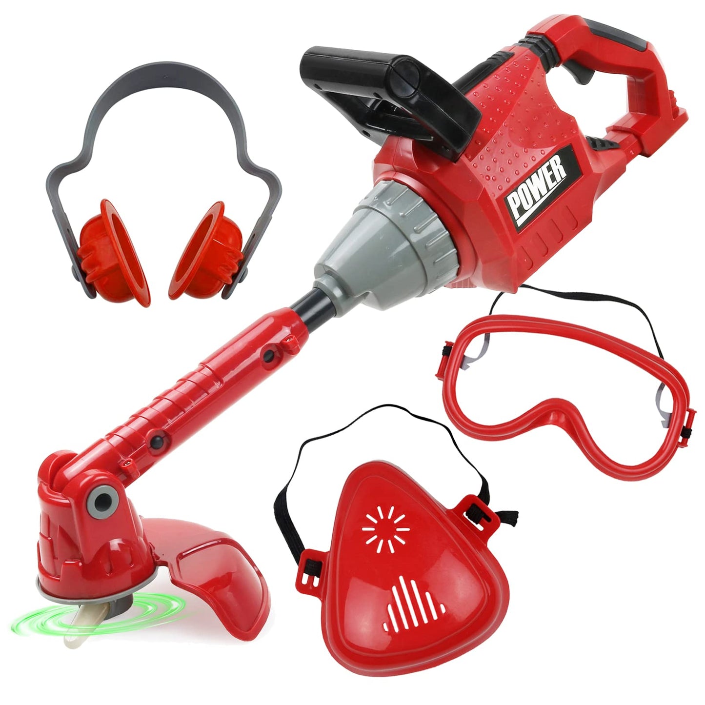 TeganPlay Kids  Trimmer Toy | Toddler Landscaping Gardening Tools and Equipments with Lights and Sounds| Includes Mask Safety Goggles and Earmuffs