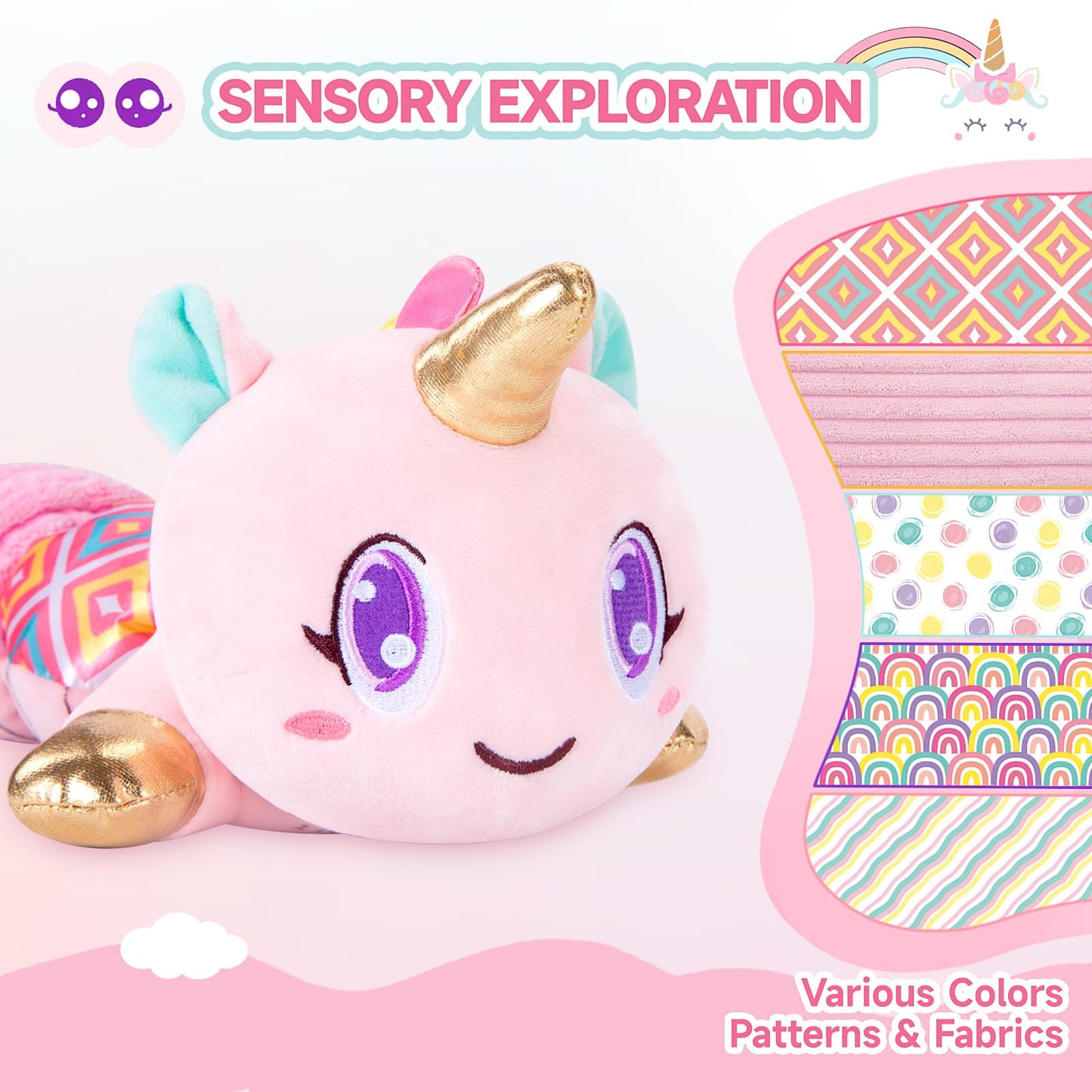 Unicorn Baby Toys 6-12 Months, Musical Infant Toys With Sensory Crinkle And Rattle For Tummy Time Newborn, Baby Girl Toys For 0-