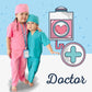 Aoiviss Doctor Costume for Kids Scrubs Pretend Play Kit with Doctor Lab Coat and Stethoscope Halloween Doctor Dress up for Boys Girls  Pink