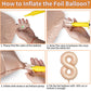 Biapian 40 Inch Light Brown Number 18 Balloons, 8Pcs Large Foil Number 1 & 8 Balloons With 18'' Caramel Heart Shape Balloon For